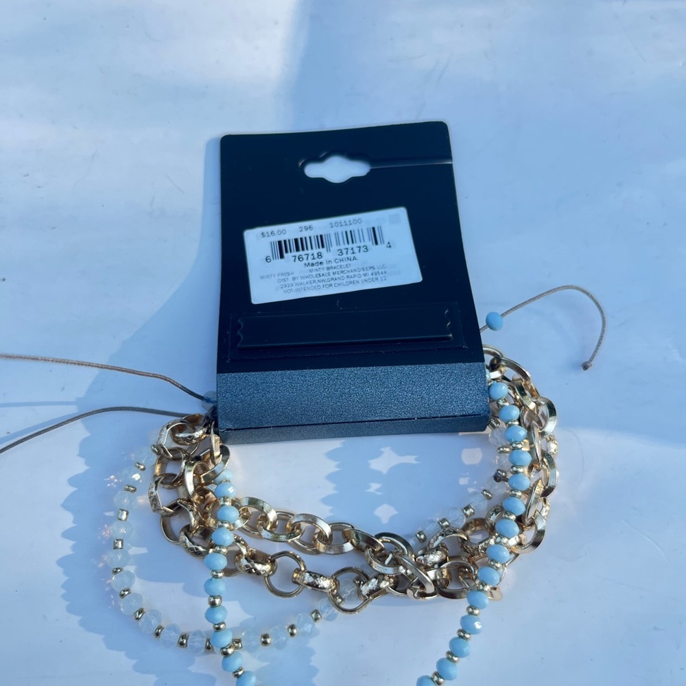 Massini Gold and Blue Multi-Strand Bracelet
